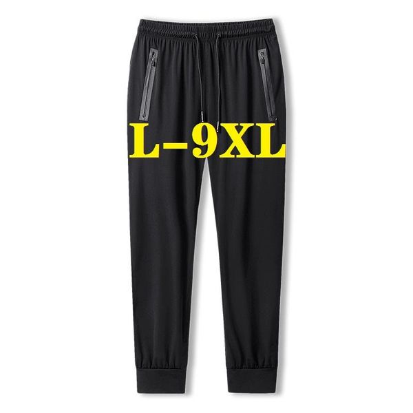 

men's pants men casual oversized summer breathable sweatpants elasticity quick drying trousers largo thin mens clothing, Black