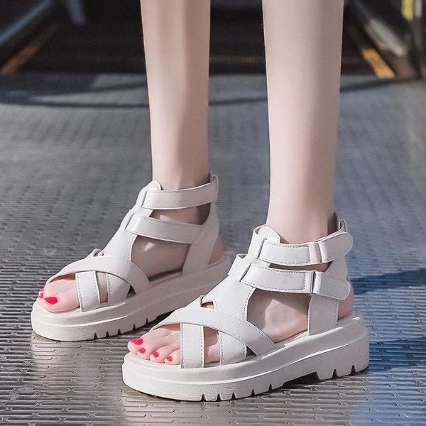 

sandals platform black women 2021 summer adjustable hook loop chunky female wedges shoes sandalia feminina
