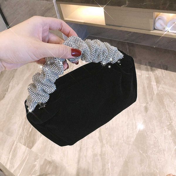 

king veet net red same portable flash diamond dinner bag black hand women's banquet bag