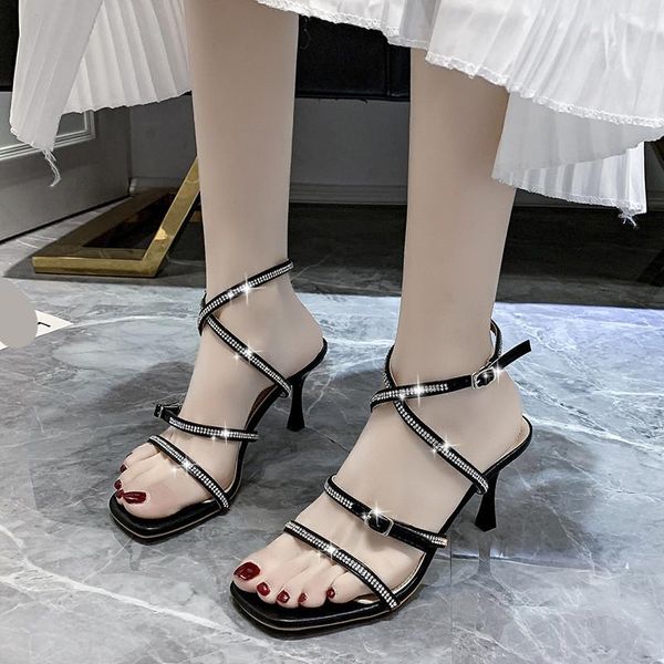 

sandals low woman leather buckle strap 2021 summer block heels clear shoes suit female beige low-heeled comfort chunky black
