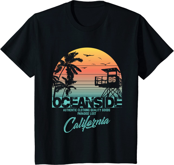 

men's t-shirts oceanside california beach shirt geometric graphic t-shirt fashion, White;black