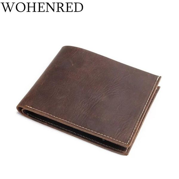 

wallets leather men slim wallet handmade vintage thin genuine purse short small card male, Red;black