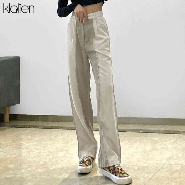 

pants autumn winter thicken high waist casual loose wide leg pants women new fashion patchwork wild basic female trousers, Black;white