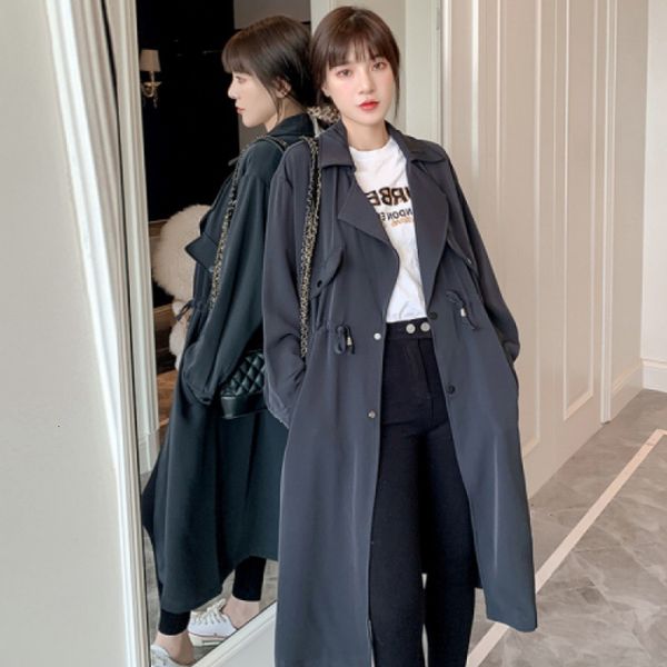 

wool middle length trench coat a647, Black