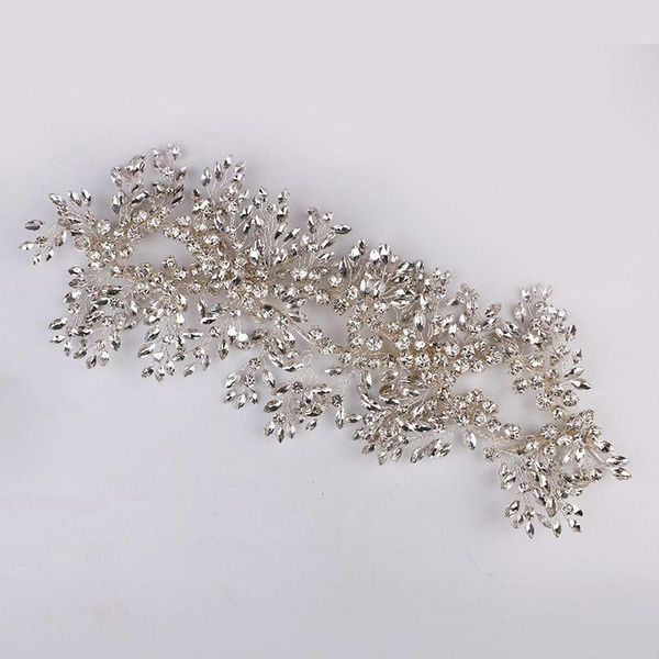 

other luxury silver color headpieces handmade rhinestone alloy leaf shape headband bride wedding hair jewelry women accessories xh, Golden;white