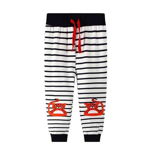 

jumping meters animal embroidery autumn spring sweatpants drawstring children's long pants fashion baby trousers 210529, Blue