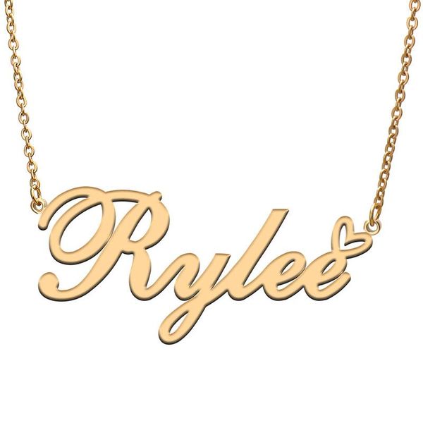 

pendant necklaces rylee love heart name necklace personalized gold plated stainless steel collar for women girls friends birthday wedding gi, Silver