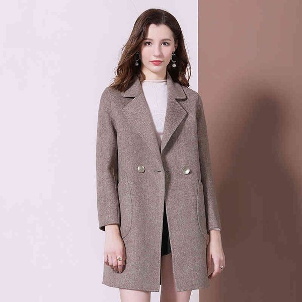 

women's wool & blends cinessd winter and autumn coat women woman clothes fashion cocoa mid-long double-side female zx4q, Black