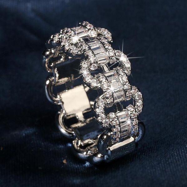 

wedding rings huitan brilliant chain for girl link twisted geometric shape simple stylish women ring trendy jewelry, Slivery;golden