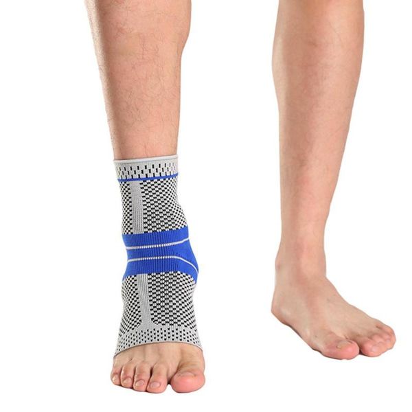 

elastic silicone ankle support brace fitness compression anti-sprain protector basketball football tennis guard, Blue;black