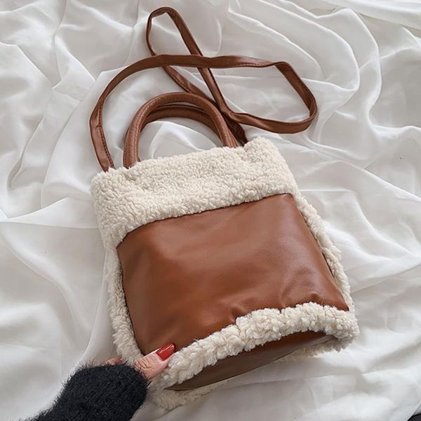 

evening bags small plush women's crossbody bucket bag winter designer luxury lady shoulder messenger 2021 fashion female handbag sac