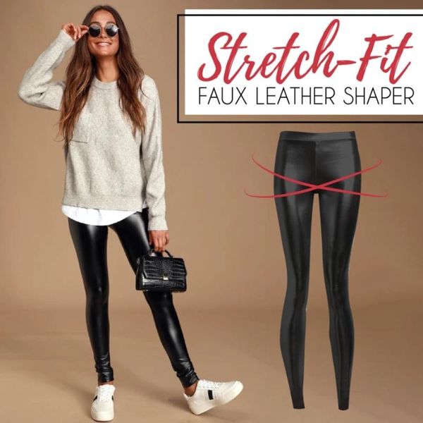 

women's leggings winter leather women night club hip lifting casual black pu pants high waist warm fashion drop