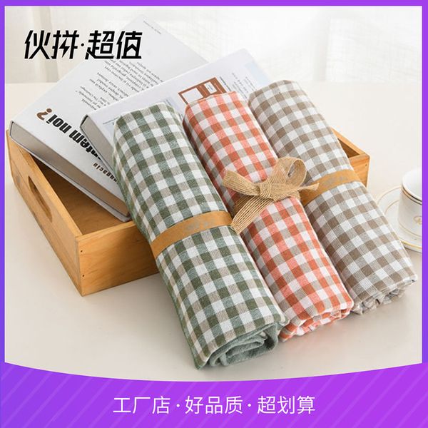 

xinjiang long staple cotton face washing do not shed hair. household and chilen's lattice soft gauze double-sided towel can be