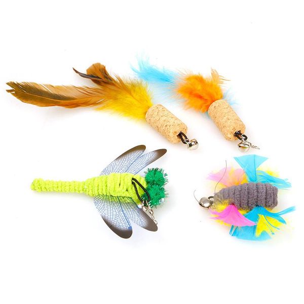 

pet cat teaser toys feather linen wand catcher stick interactive rod mouse toy