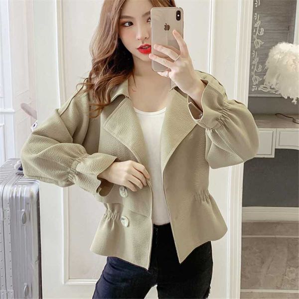 

women's jackets 2021 short and small windbreaker women slim coat spring autumn fashion casual jacket all-match solid color female, Black;brown