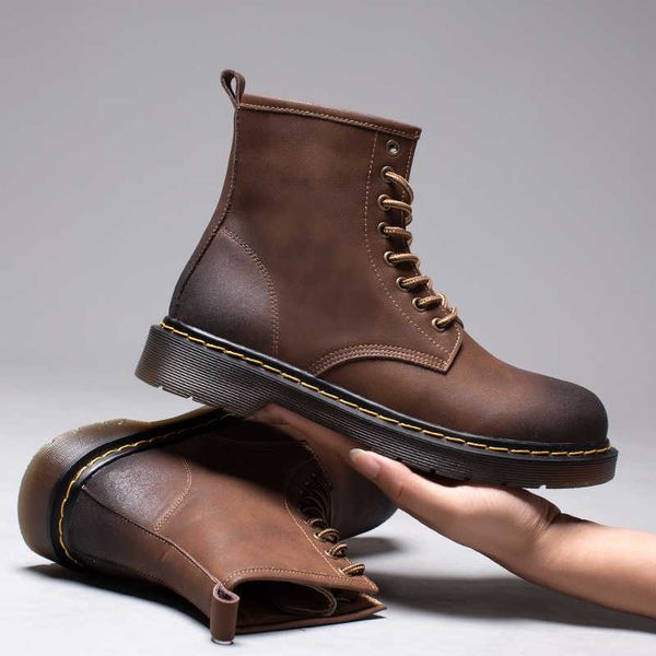

martin boots men's high psh warm tooling shoes versatile middle desert winter trend boots men, Black