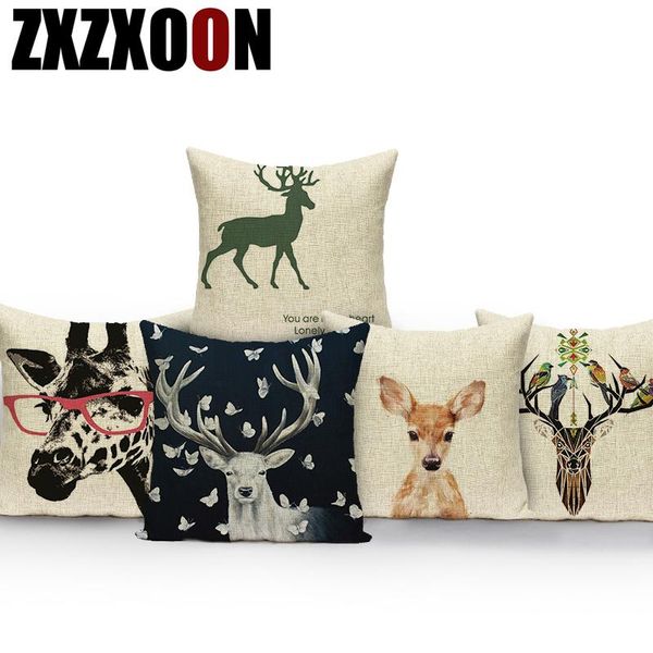 

cushion/decorative pillow cotton linen animals lovely cat giraffe sika deer square decorative pillows cushion cover for sofa home living roo