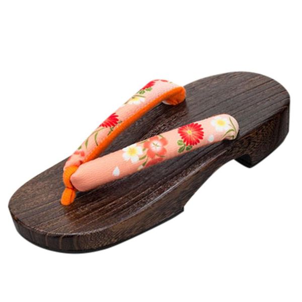 

slippers woman japanese flip-flops traditional wooden outdoor home wear bath sandals round toe clip flat shoes#401, Black