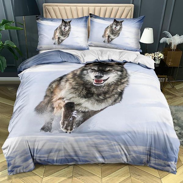 

bedding sets 3d wolf bedclothes quilt covers set white pillow twin king  double single size custom design
