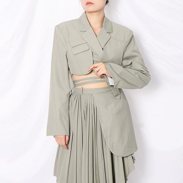 

spring and autumn suit women's fashion temperament elegant lace open waist split coat suits & blazers, White;black