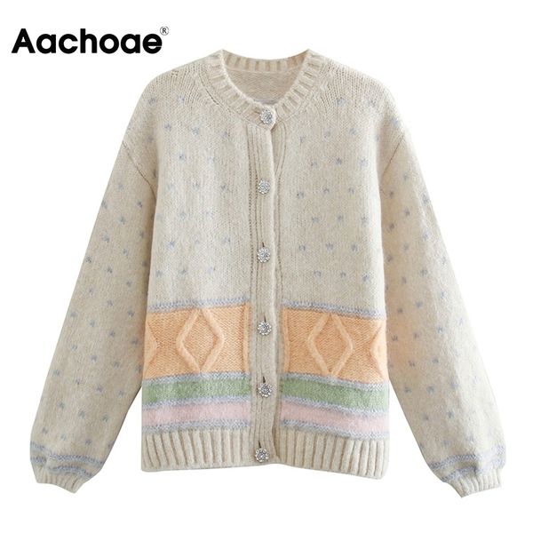 

women casual o neck patchwork cardigans female long sleeve vintage sweater ladies knitted outerwear cardigan coat 210413, White;black