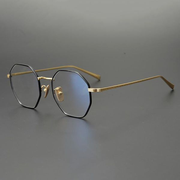 

fashion sunglasses frames zerosuntitanium eyeglasses men women hexagon glasses janpanese brand eyewear for optic prescription korea, Black