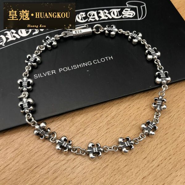 

luxury designers 925 silver personalized cross ship anchor letter bracelet men's fashion simple thai silver bracelet c/hrome/hearts, Golden;silver