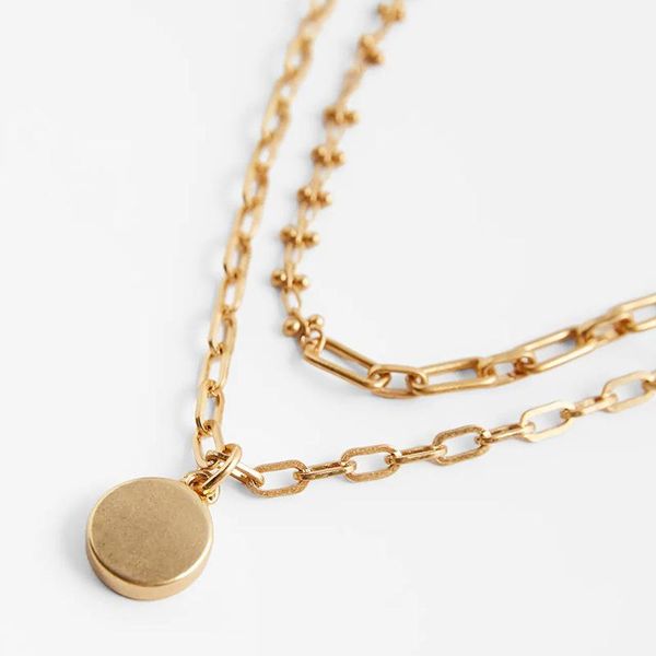 

pendant necklaces fashionable vintage insignia necklace set women's gold metal irregular chain for, Silver