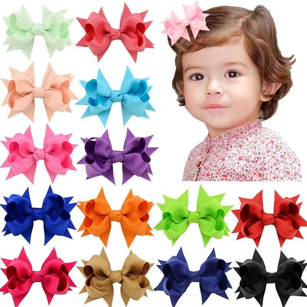 

hair accessories 20pcs colors solid grosgrain ribbon bows clips hairpin girl's boutique clip headware kids, Slivery;white
