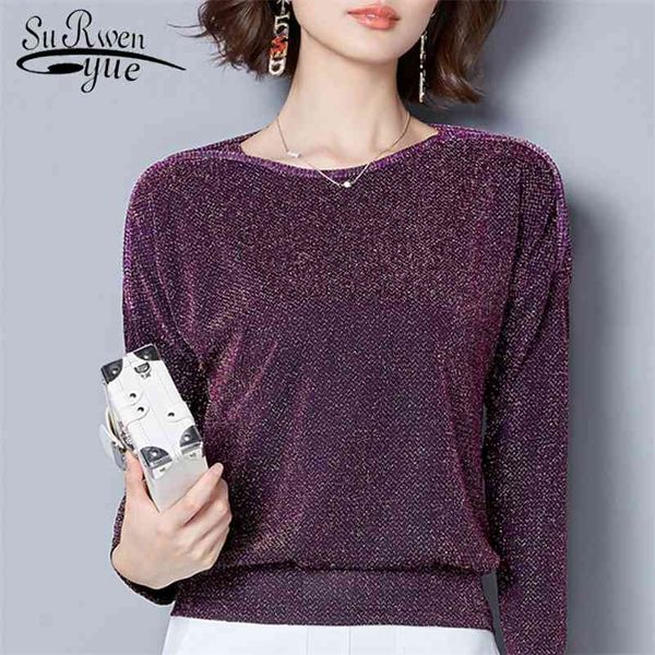 

women fashion long sleeve women blouse shirt loose plus size lace blouse purple blue women's clothing blusas 83j 30 210401, White