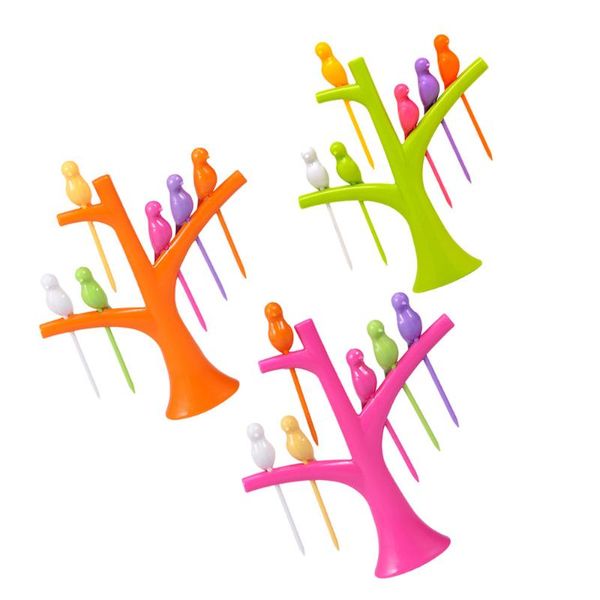 

sets of bird shaped fruit picks sandwich cake toothpicks forks