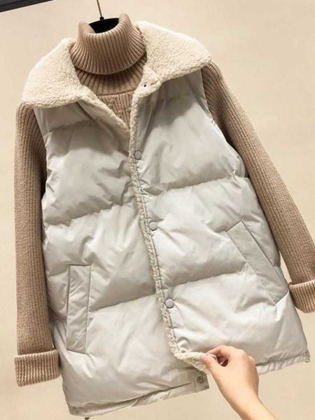 

brand women's sleeveless jacket winter ultra light white cotton vest slim windproof warm 210601, Black;white