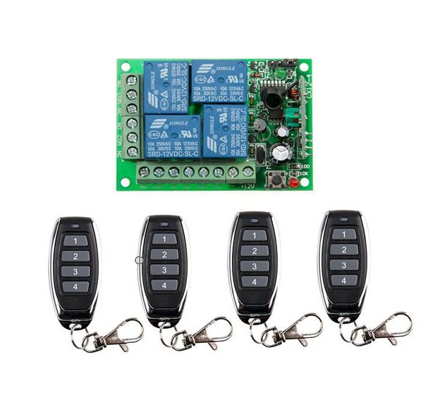 

smart home control rf 4ch dc12v wireless remote switch system receiver transmitter 315mhz 433mhz