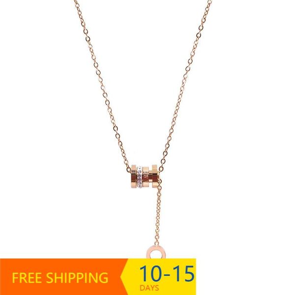 

pendant necklaces tassel small waist titanium steel necklace female roman colorless temperament clavicle chain with jewelry, Silver