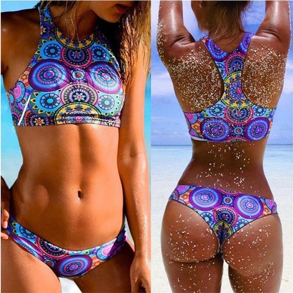 

women's swimwear turtleneck vest bikini color circle totem set swimsuit bikinis beachwear 2021 monokini blue, White;black