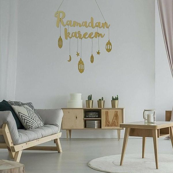 

decorative objects & figurines 2021mubarak moon star wood home door hanging ramadan kareen decoration alphabet