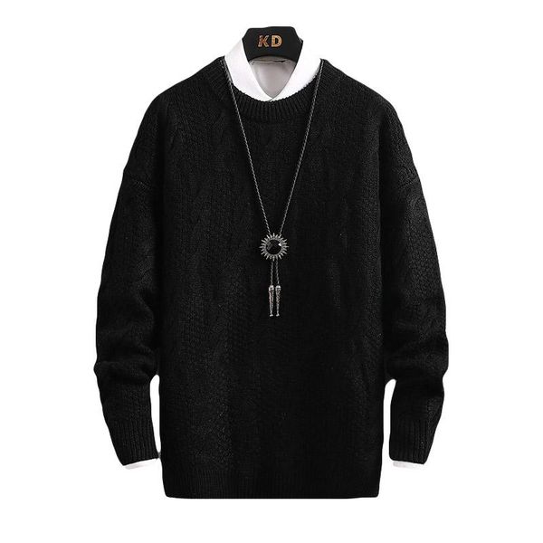 

men's sweaters 2021 autumn and winter round neck pullover sweater, White;black