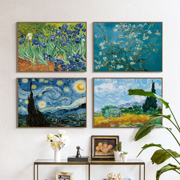 

golden wheat field cypress blue sky white clouds abstract landscape illustration canvas art print poster picture nordic decorati