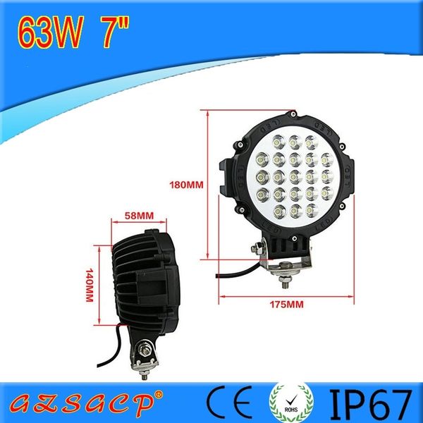 

7-inch automobile led working 63w power high focus off-road roof spotlight outdoor lamp