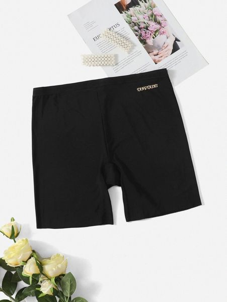 

plus letter graphic safety shorts u5a4#, Black;white