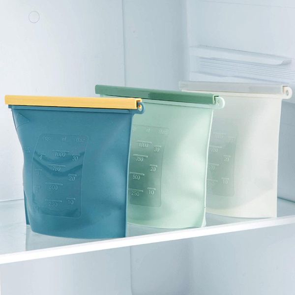 

food savers & storage containers 1000ml grade silicone sealed bag reusable zips shut for sandwich liquid lunch fruit er airtight seal