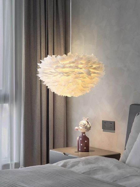 

pendant lamps postmodern chandelier lighting led creative feather light for bedroom home office living room