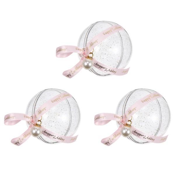 

gift wrap 3pcs clear crystal candy boxes round wedding wrapping