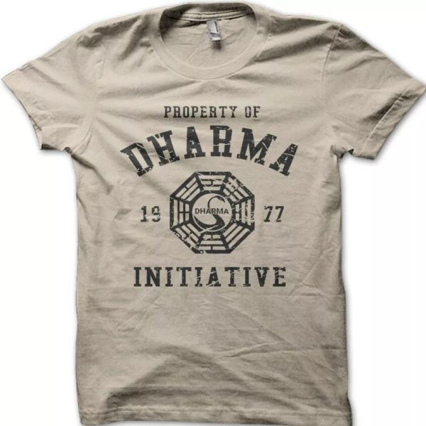 

DHARMA Initiative 1977 TV SHOW LOST printed cotton t-shirt 8997, White;black