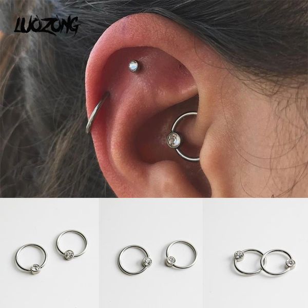 

2pc fashion 316l steel cz round rook daith conch women piercing body jewelrys muti-use accessories brincos stud, Golden;silver