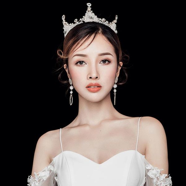 

hair clips & barrettes fashion luxury faux crystal bridal crown romantic rhinestone prom tiaras jewelry wedding party accessories for girl a, Golden;silver