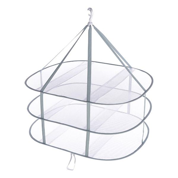 

laundry storage & organization household socks underwear mesh cloth windproof matcha green hanging 3 tier clothes drying basket portable fol