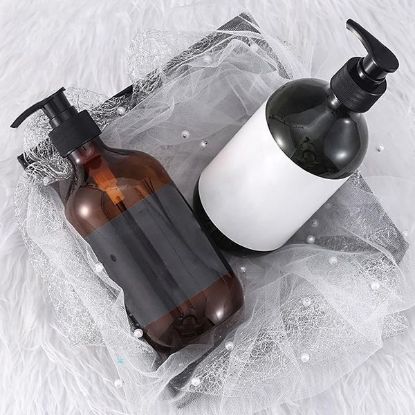 

storage bottles & jars large capacity 300/500ml amber shampoo empty lotion container foam pressed pump bottle for soap shower gel travel