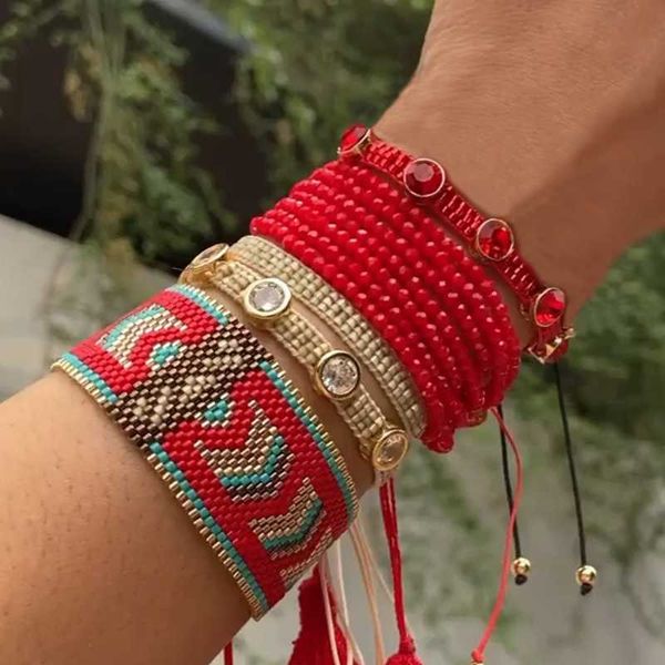 

charm bracelets go2boho miyuki bracelet set for women ethnic style accessories crystal beads handmade woven jewelry pulseras bijoux, Golden;silver