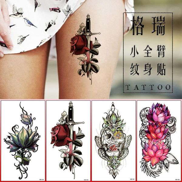 

temporary tattoos 10pcs disposable tattoo sticker fashion design small full flower arm body art big large fake for men and women